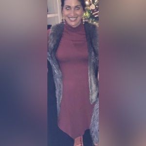 Burgundy Turtleneck Dress